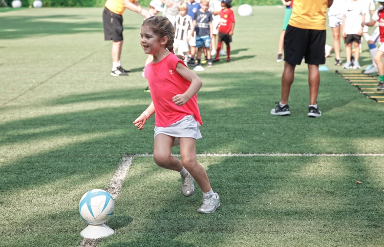 of different ages took part in the interactive football training