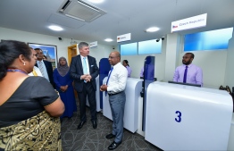 Foreign Minister Abdulla Shahid tours the newly opened VFS Centre on March 2, 2020. PHOTO: NISHAN ALI / MIHAARU